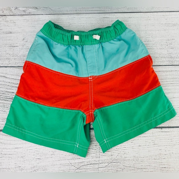 Hanna Andersson Swim Trucks Boys Size 5 - Green Orange - Picture 1 of 3